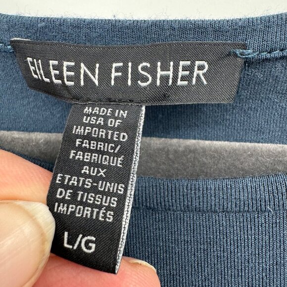 Eileen Fisher Women's Blue Shirt woman’s size Large asymmetrical hem line blue d - Picture 4 of 7
